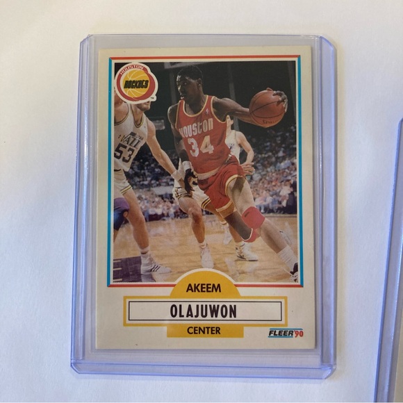 Lot of 9 90s Hakeem Olajuwon NBA Basketball Trading Cards Houston Rockets Akeem - Picture 14 of 16